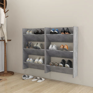NNEVL Wall Shoe Cabinets 2 pcs Concrete Grey 60x18x90 cm Chipboard