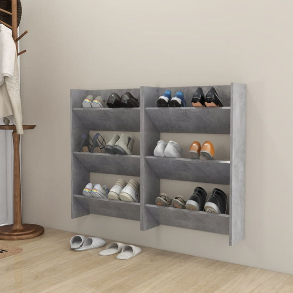 NNEVL Wall Shoe Cabinets 2 pcs Concrete Grey 60x18x90 cm Chipboard