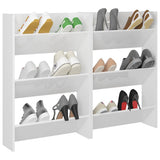 NNEVL Wall Shoe Cabinets 2 pcs High Gloss White 60x18x90cm Chipboard