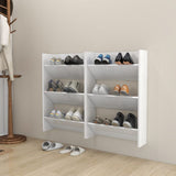 NNEVL Wall Shoe Cabinets 2 pcs High Gloss White 60x18x90cm Chipboard