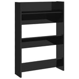 NNEVL Wall Shoe Cabinet High Gloss Black 60x18x90 cm Chipboard