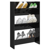 NNEVL Wall Shoe Cabinet High Gloss Black 60x18x90 cm Chipboard