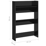NNEVL Wall Shoe Cabinet High Gloss Black 60x18x90 cm Chipboard