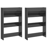 NNEVL Wall Shoe Cabinets 2 pcs High Gloss Grey 60x18x90 cm Chipboard