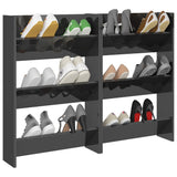 NNEVL Wall Shoe Cabinets 2 pcs High Gloss Grey 60x18x90 cm Chipboard
