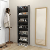 NNEVL Wall Shoe Cabinets 2 pcs High Gloss Grey 60x18x90 cm Chipboard