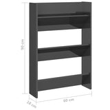 NNEVL Wall Shoe Cabinets 2 pcs High Gloss Grey 60x18x90 cm Chipboard