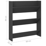 NNEVL Wall Shoe Cabinet Grey 80x18x90 cm Chipboard