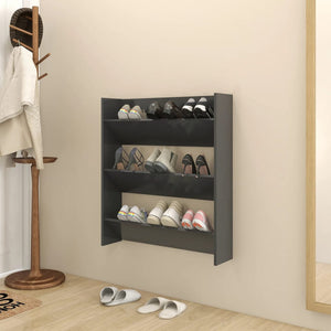 NNEVL Wall Shoe Cabinet Grey 80x18x90 cm Chipboard