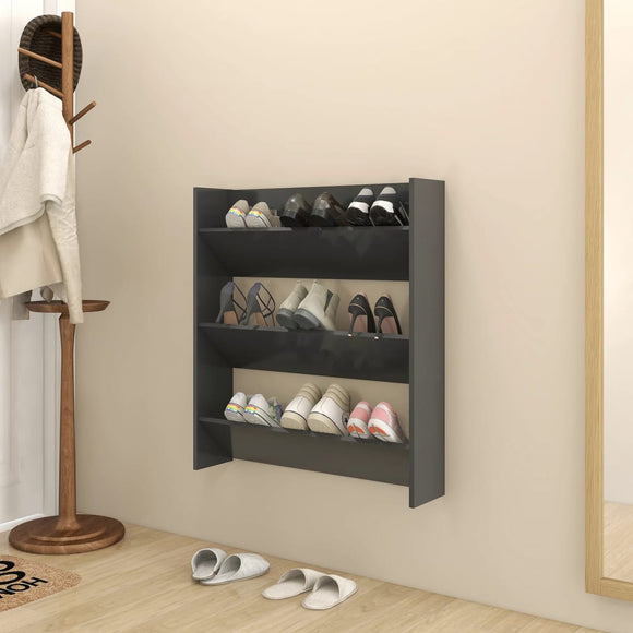 NNEVL Wall Shoe Cabinet Grey 80x18x90 cm Chipboard