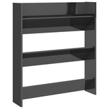 NNEVL Wall Shoe Cabinet High Gloss Grey 80x18x90 cm Chipboard