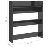 NNEVL Wall Shoe Cabinet High Gloss Grey 80x18x90 cm Chipboard