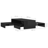 NNEVL Nesting Coffee Table Set High Gloss Black 100x100x26.5 cm
