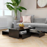 NNEVL Nesting Coffee Table Set High Gloss Black 100x100x26.5 cm