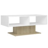 NNEVL Coffee Table White and Sonoma Oak 103.5x50x44.5 cm Chipboard