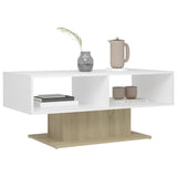 NNEVL Coffee Table White and Sonoma Oak 103.5x50x44.5 cm Chipboard