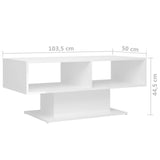 NNEVL Coffee Table High Gloss White 103.5x50x44.5 cm Chipboard