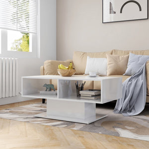 NNEVL Coffee Table High Gloss White 103.5x50x44.5 cm Chipboard