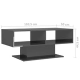 NNEVL Coffee Table High Gloss Grey 103.5x50x44.5 cm Chipboard