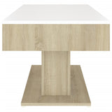 NNEVL Coffee Table White and Sonoma Oak 96x50x45 cm Chipboard
