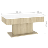 NNEVL Coffee Table White and Sonoma Oak 96x50x45 cm Chipboard