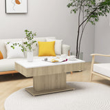NNEVL Coffee Table White and Sonoma Oak 96x50x45 cm Chipboard