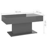 NNEVL Coffee Table High Gloss Grey 96x50x45 cm Chipboard