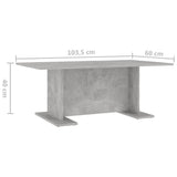 NNEVL Coffee Table Concrete Grey 103.5x60x40 cm Chipboard
