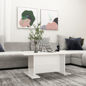 NNEVL Coffee Table High Gloss White 103.5x60x40 cm Chipboard
