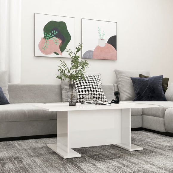 NNEVL Coffee Table High Gloss White 103.5x60x40 cm Chipboard