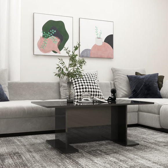 NNEVL Coffee Table High Gloss Black 103.5x60x40 cm Chipboard
