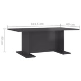 NNEVL Coffee Table High Gloss Grey 103.5x60x40 cm Chipboard