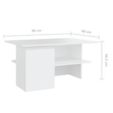 NNEVL Coffee Table White 90x60x46.5 cm Chipboard