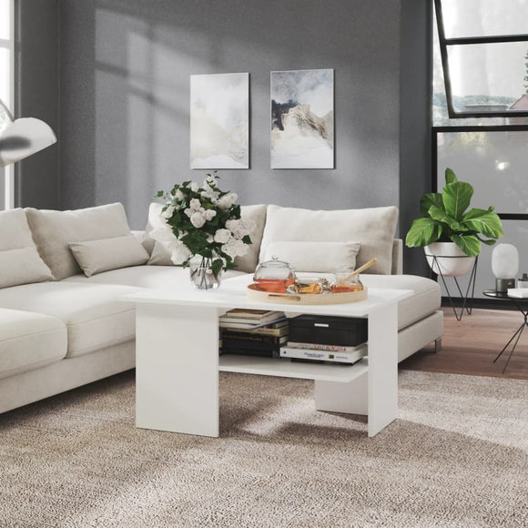 NNEVL Coffee Table White 90x60x46.5 cm Chipboard
