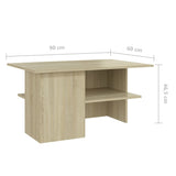 NNEVL Coffee Table Sonoma Oak 90x60x46.5 cm Chipboard