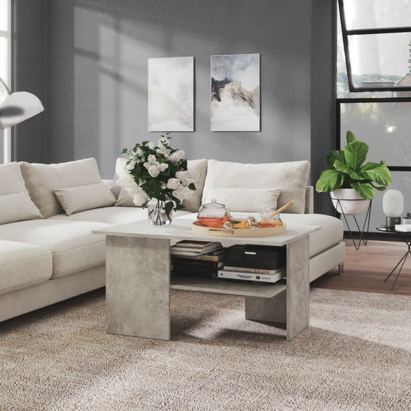 NNEVL Coffee Table Concrete Grey 90x60x46.5 cm Chipboard