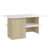 NNEVL Coffee Table White and Sonoma Oak 90x60x46.5 cm Chipboard