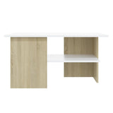 NNEVL Coffee Table White and Sonoma Oak 90x60x46.5 cm Chipboard