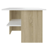 NNEVL Coffee Table White and Sonoma Oak 90x60x46.5 cm Chipboard