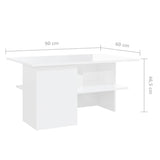NNEVL Coffee Table High Gloss White 90x60x46.5 cm Chipboard