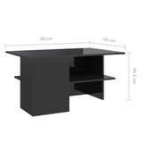 NNEVL Coffee Table High Gloss Black 90x60x46.5 cm Chipboard
