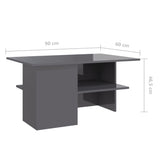 NNEVL Coffee Table High Gloss Grey 90x60x46.5 cm Chipboard