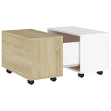 NNEVL Coffee Table White and Sonoma Oak 60x60x38 cm Chipboard