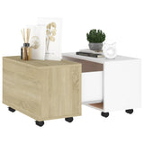 NNEVL Coffee Table White and Sonoma Oak 60x60x38 cm Chipboard