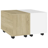 NNEVL Coffee Table White and Sonoma Oak 60x60x38 cm Chipboard