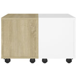 NNEVL Coffee Table White and Sonoma Oak 60x60x38 cm Chipboard