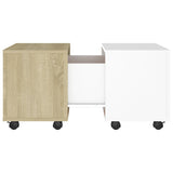 NNEVL Coffee Table White and Sonoma Oak 60x60x38 cm Chipboard