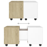 NNEVL Coffee Table White and Sonoma Oak 60x60x38 cm Chipboard
