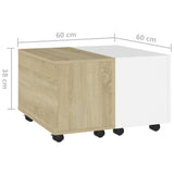 NNEVL Coffee Table White and Sonoma Oak 60x60x38 cm Chipboard