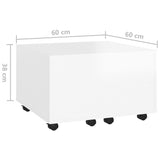 NNEVL Coffee Table High Gloss White 60x60x38 cm Chipboard